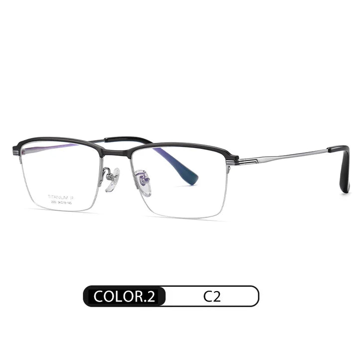 Hotochki Women's Semi Rim Square Polygon Titanium Eyeglasses 942033 Semi Rim Hotochki C2