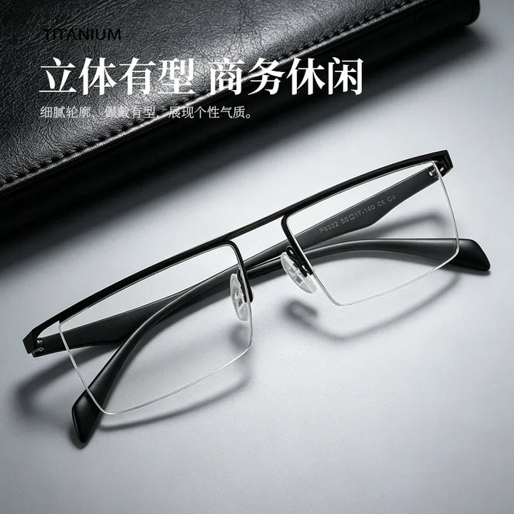 Bclear Unisex Semi Rim Square Alloy Eyeglasses MY-P8332