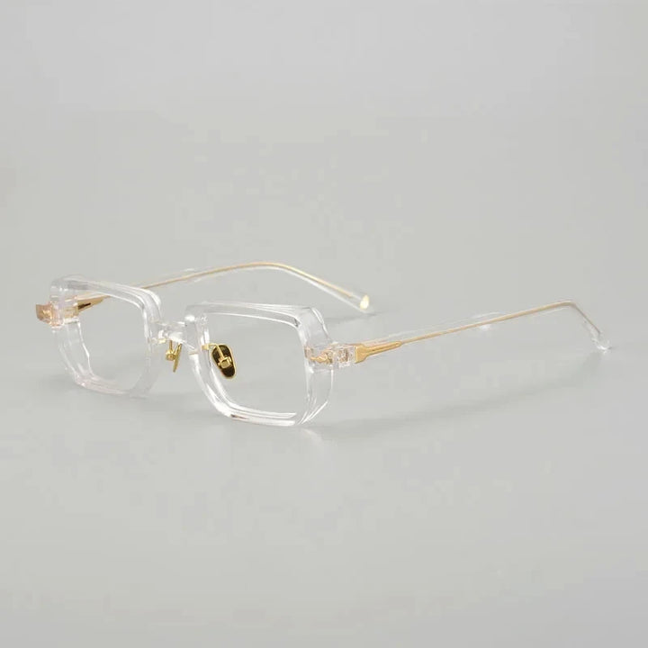 Hewei Unisex Full Rim Browline Square Acetate Eyeglasses 0016 Full Rim Hewei clear  