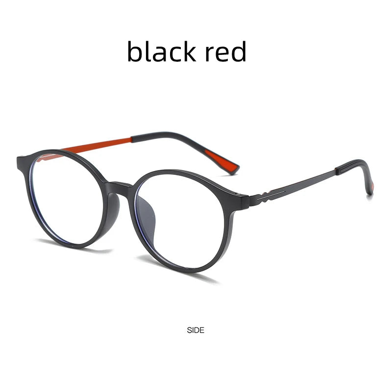 Kocolior Unisex Full Rim Round Tr 90 Titanium Eyeglasses 81347 Full Rim Kocolior Black Red  