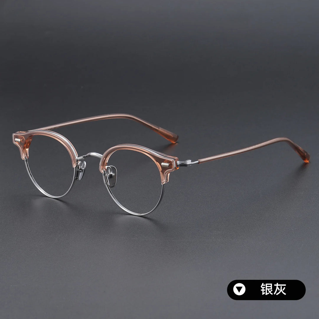 Bclear Unisex Full Rim Round Titanium Eyeglasses SM-V8264