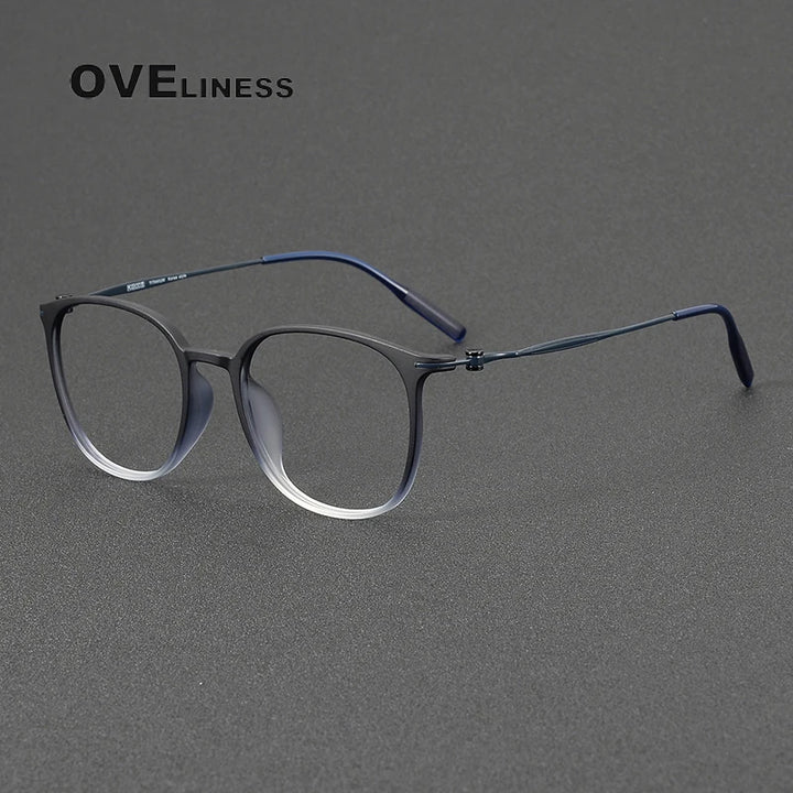 Oveliness Unisex Full Rim Oval Square Acetate Titanium Eyeglasses 8663 Full Rim Oveliness black blue  