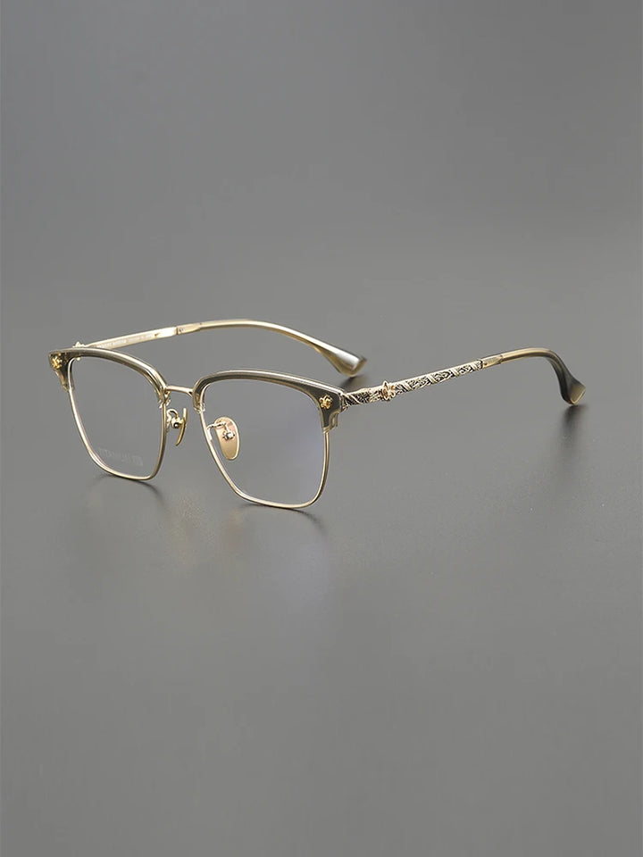 Nobler Unisex Full Rim Big Square Alloy Acetate Eyeglasses 8260 Full Rim Nobler   