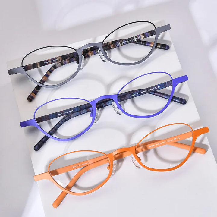Nobler Women's Full Rim Oval Cat Eye Titanium Eyeglasses 185897
