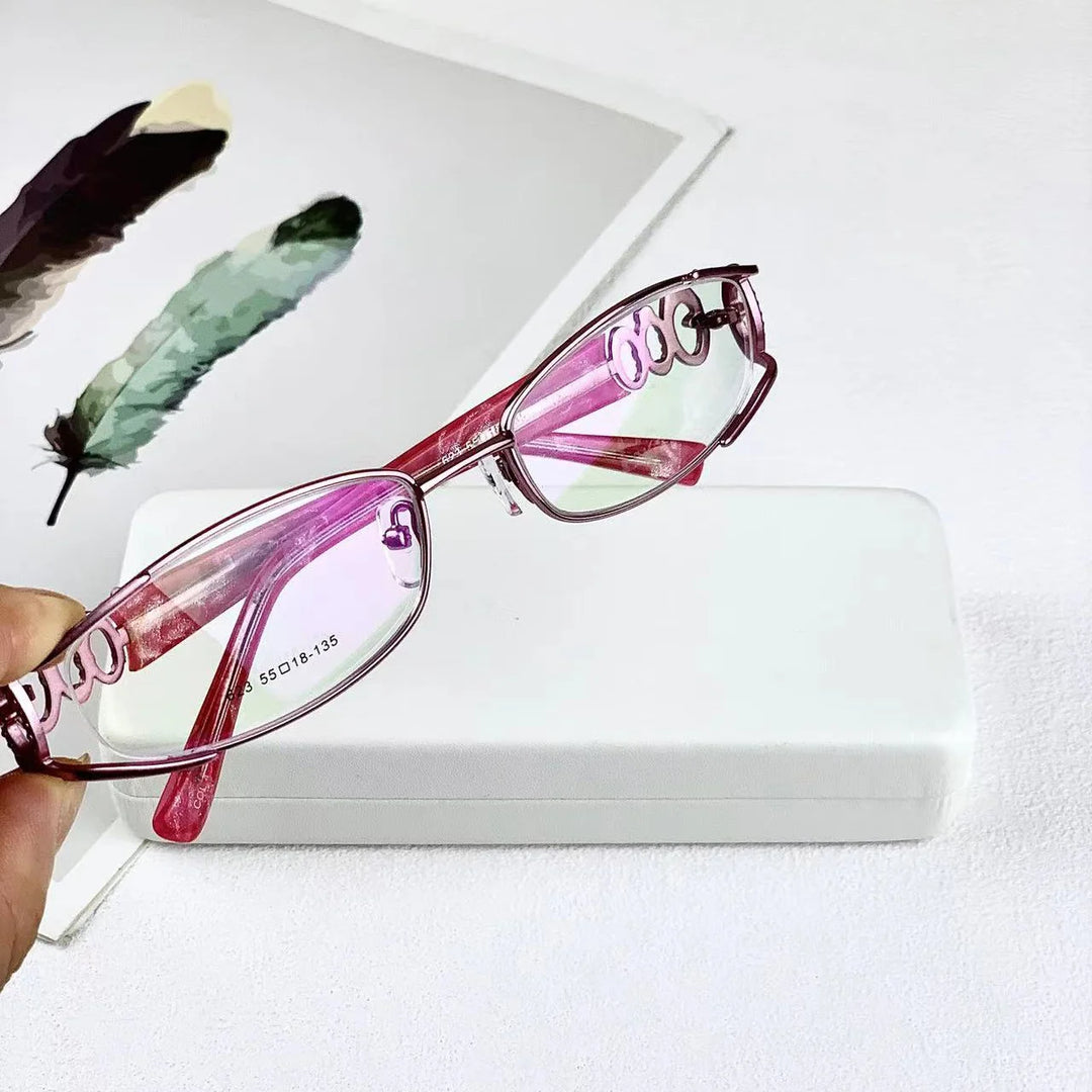 Cubojue Women's Full Rim Oval Alloy Acetate Reading Glasses 49623 Reading Glasses Cubojue +375 Pink