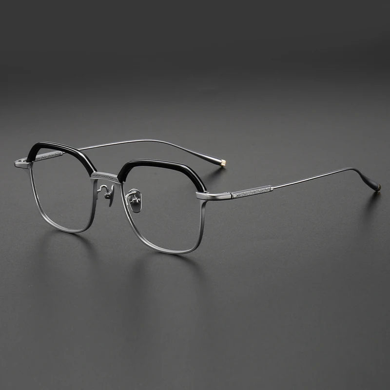 Muzz Unisex Full Rim Polygon Square Acetate Titanium Eyeglasses 143511