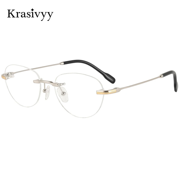 Krasivyy Women's Rimless Polygon Oval Titanium Eyeglasses 450026