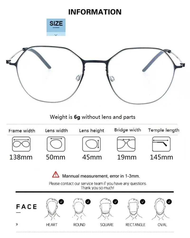 Bobbie 554065 Unisex Flat Tip Full Rim Polygon Titanium Frames — view 2 | Bobbie at FuzWeb