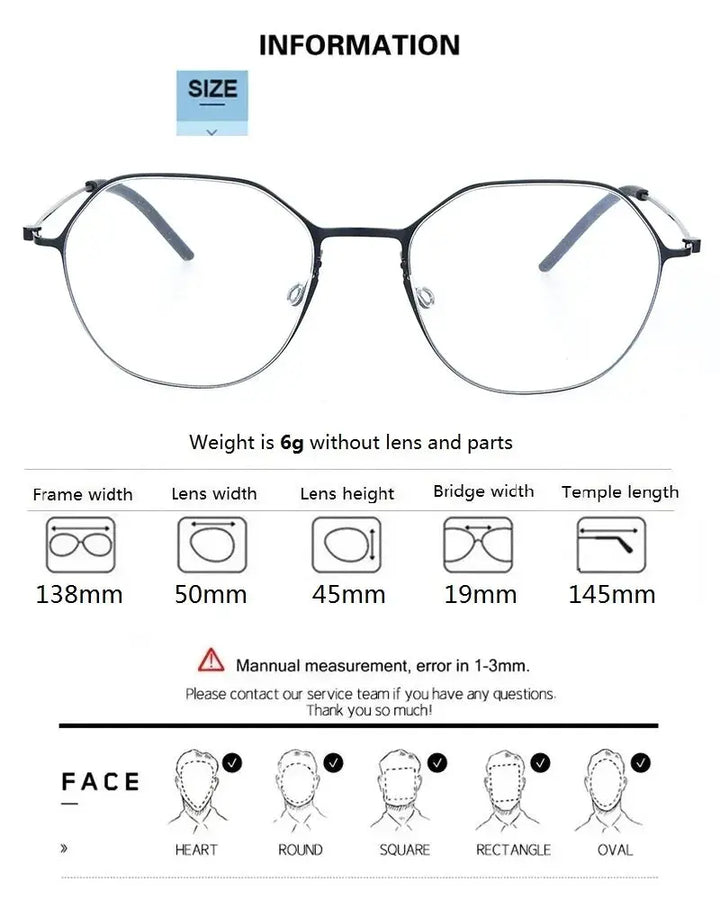 Bobbie 554065 Unisex Flat Tip Full Rim Polygon Titanium Frames — view 2 | Bobbie at FuzWeb