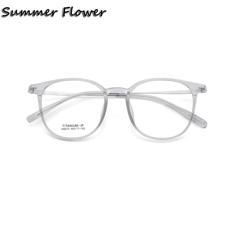 Summer Flower Women's Full Rim Square Tr 90 Titanium Eyeglasses 88210 Full Rim Summer Flower Transparent Gray