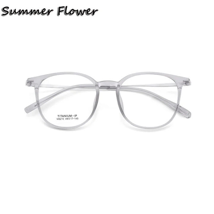 Summer Flower Women's Full Rim Square Tr 90 Titanium Eyeglasses 88210 Full Rim Summer Flower Transparent Gray