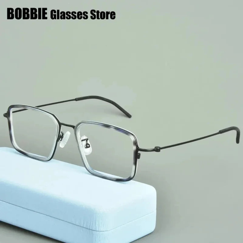 Bobbie Unisex Full Rim Big Square Titanium Acetate Eyeglasses 975013