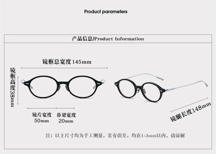 Black Mask Unisex Full Rim Round Titanium Acetate Eyeglasses 638149