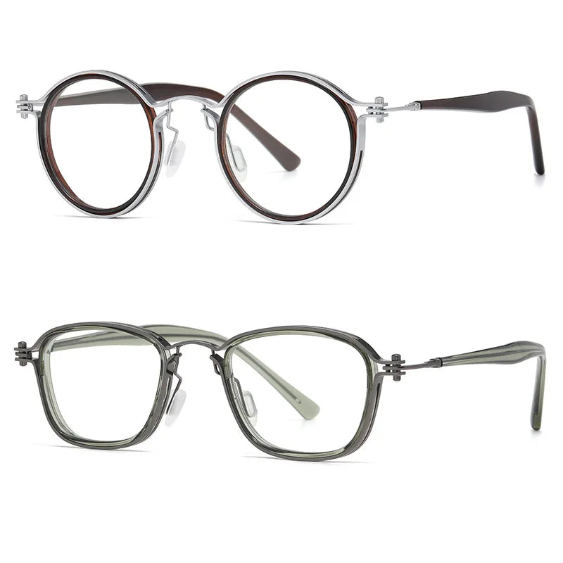 Zirosat Unisex Full Rim Square Round Tr 90 Alloy Eyeglasses 2202-03 Full Rim Zirosat