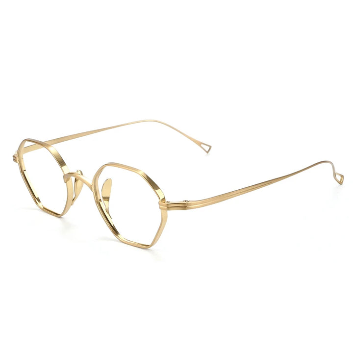 Aimee Unisex Full Rim Polygon Titanium Eyeglasses 2120 Full Rim Aimee Golden  