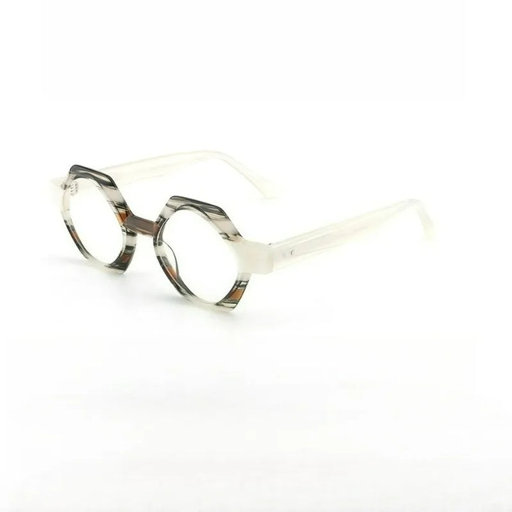 Hewei Women's Full Rim Flat Top Polygon Acetate Eyeglasses 923074