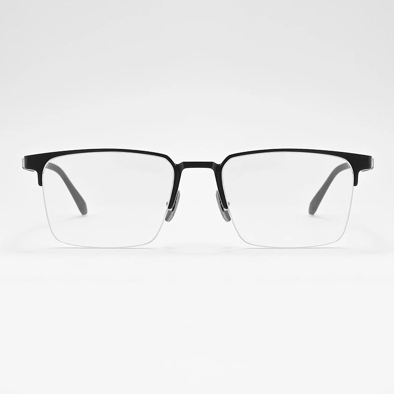 KatKani Men's Semi Rim Square Titanium Eyeglasses  6626 With Clip On Sunglasses Semi Rim KatKani Eyeglasses   