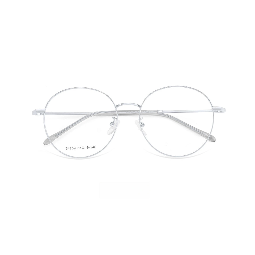 Yimaruili Unisex Full Rim Big Round Alloy Eyeglasses 34759 Full Rim Yimaruili Eyeglasses Silver C3  