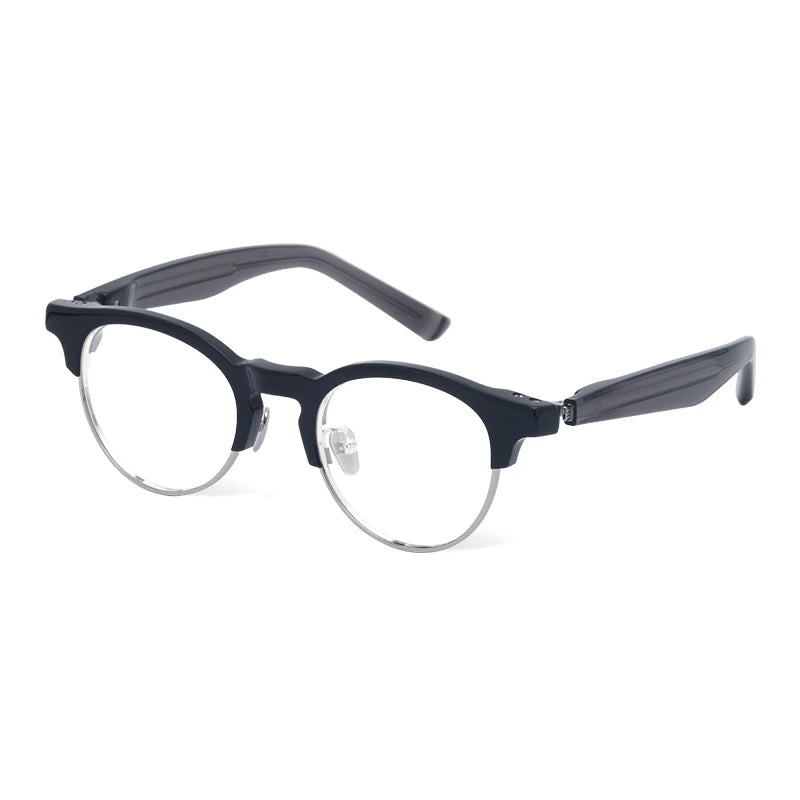 Black Mask Unisex Full Rim Oval Titanium Acetate Eyeglasses 369006