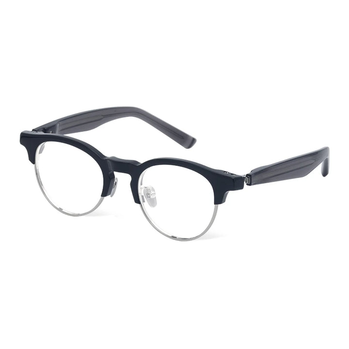 Black Mask Unisex Full Rim Oval Titanium Acetate Eyeglasses 369006