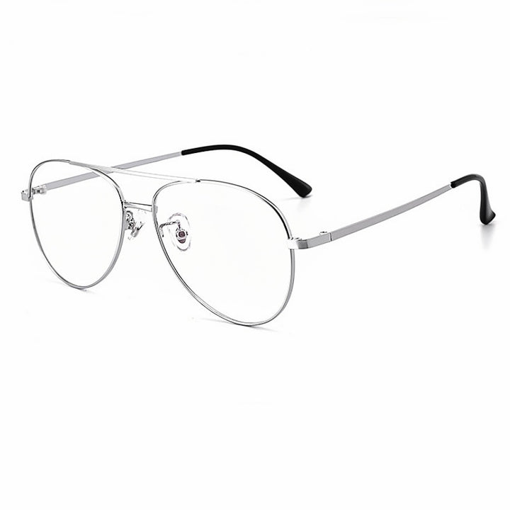 Yimaruili Unisex Full Rim Oval Double Bridge Titanium  Eyeglasses 2194 Full Rim Yimaruili Eyeglasses Silver  