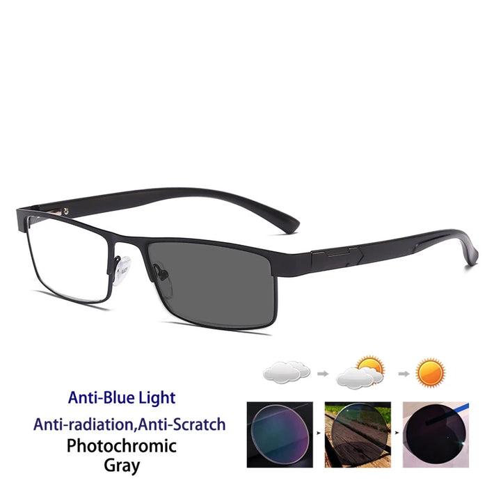 Kocolior Men's Full Rim Square Stainless Steel Reading Glasses 429070