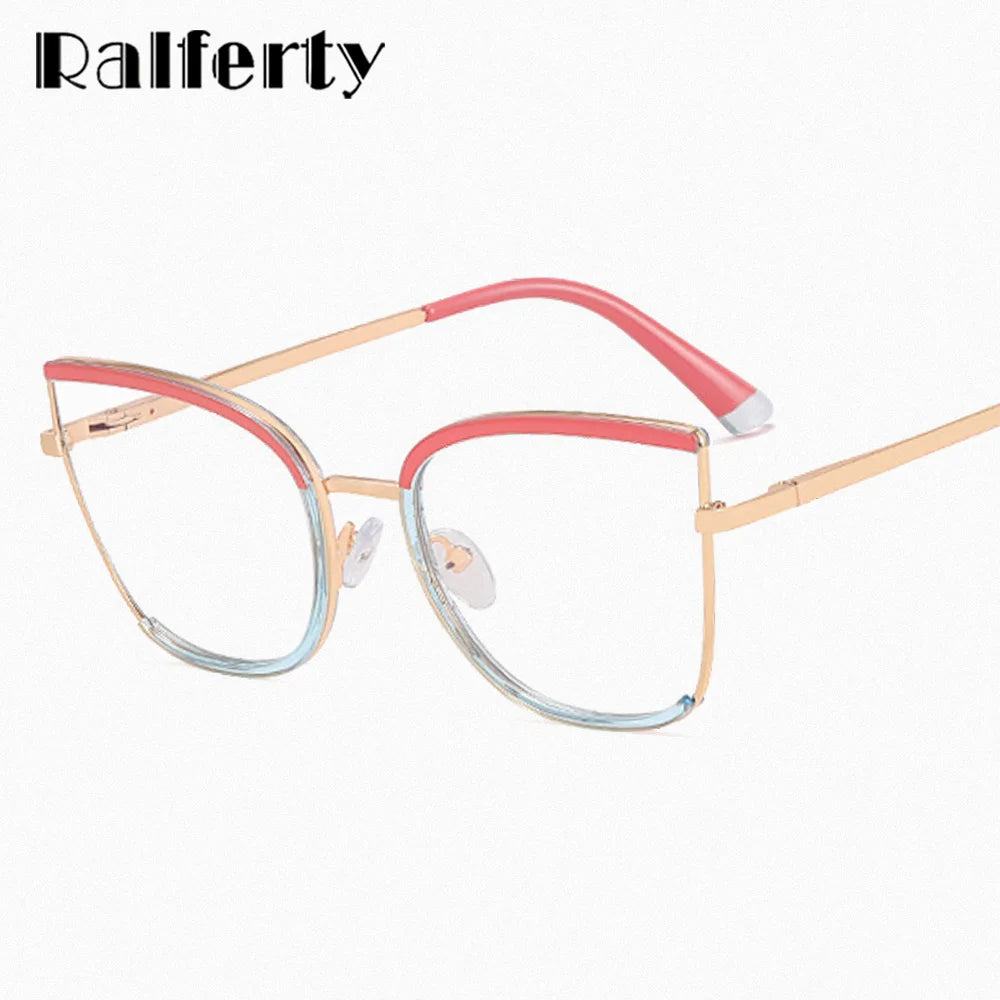 Ralferty Women's Full Rim Square Cat Eye Alloy Eyeglasses R82112 Full Rim Ralferty   