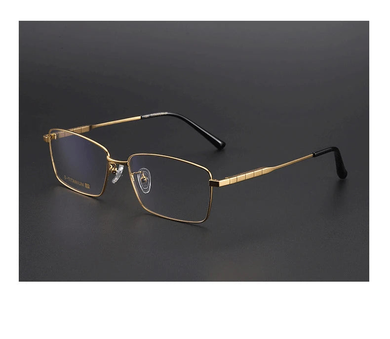 Aimee Men's Full Rim Square Titanium Eyeglasses 91086 Full Rim Aimee Golden  