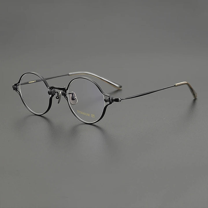 Gatenac Unisex Full Rim Round Titanium Eyeglasses Gxyj1198 Full Rim Gatenac Black  