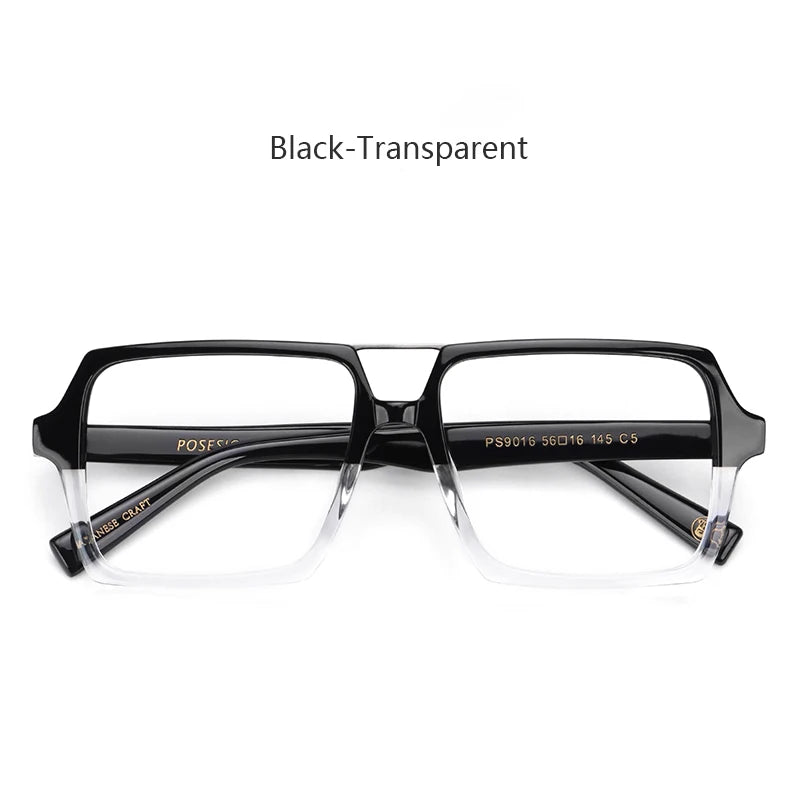 Hdcrafter Men's Full Rim Square Double Bridge Acetate Eyeglasses 696016