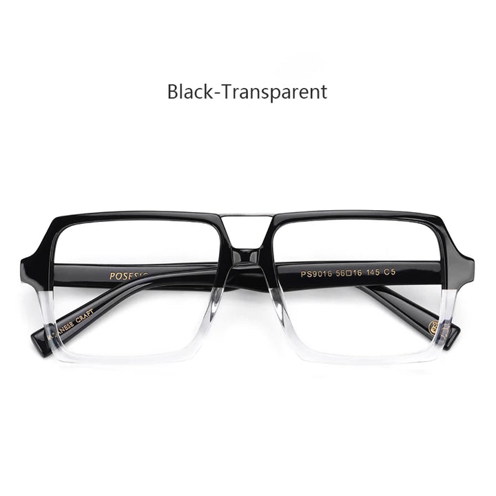 Hdcrafter Men's Full Rim Square Double Bridge Acetate Eyeglasses 696016