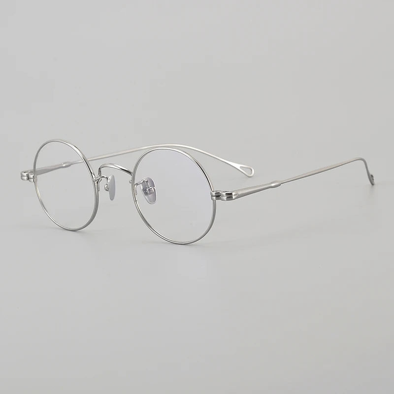 Muzz Unisex Full Rim Round Titanium Eyeglasses Mu005 Full Rim Muzz Silver  