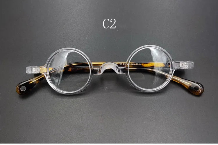 Yujo Unisex Full Rim Small Round Acetate Fiber Eyeglasses 3134 Full Rim Yujo C2 CHINA 