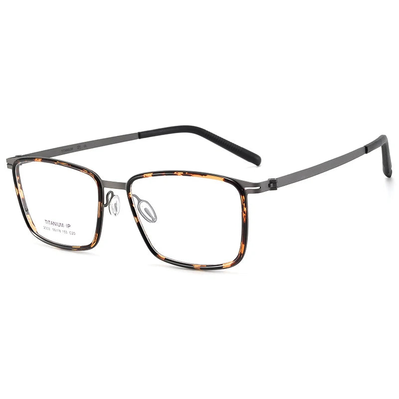 Bclear Unisex Full Rim Square Titanium Acetate Eyeglasses L2003 Full Rim Bclear Tortoiseshell gun  