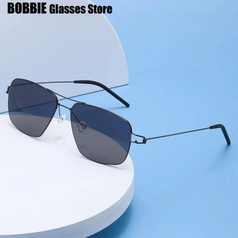 Bobbie Unisex Full Rim Square Double Bridge Titanium Sunglasses 820867