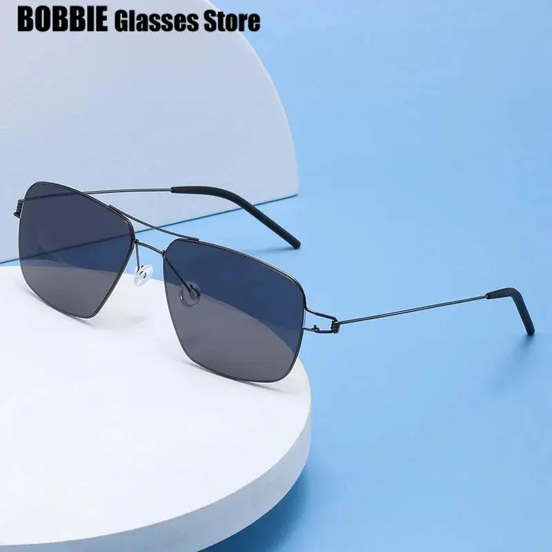 Bobbie Full Rim 820800 Sunglasses Men’s Double Bridge Polygon Titanium FuzWeb
