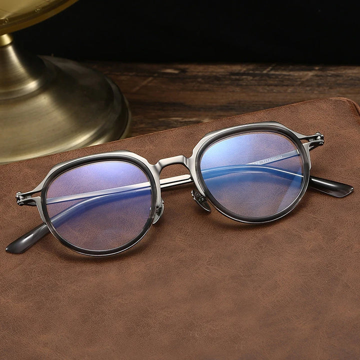 Black Mask Unisex Full Rim Round Titanium Eyeglasses BM-A5872