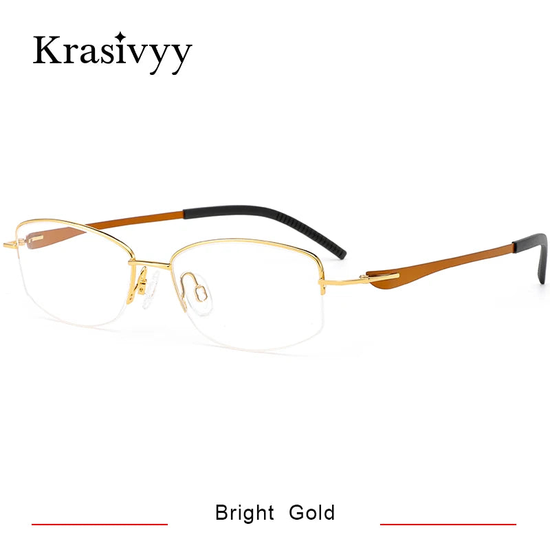 Krasivyy Unisex Semi Rim Oval Screwless Titanium Eyeglasses 350031