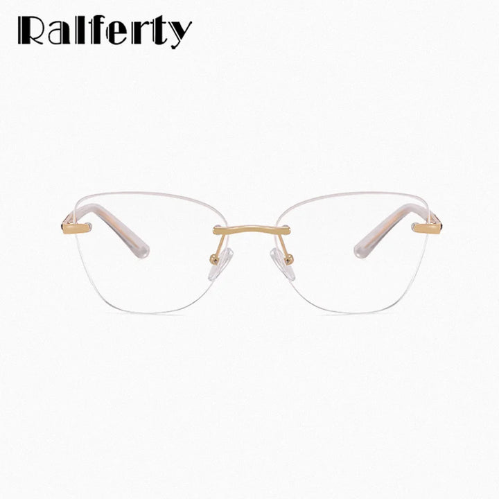 Ralferty Women's Rimless Square Cat Eye Alloy Eyeglasses 82193 Rimless Ralferty   