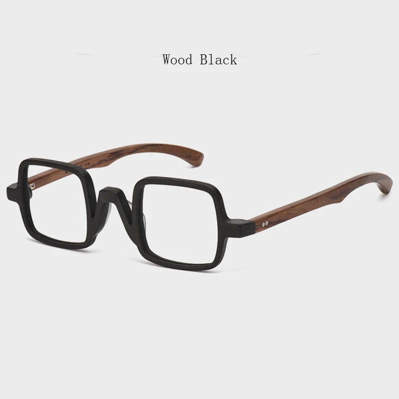 Hdcrafter Unisex Full Rim Small Square Wood Eyeglasses 5600 Full Rim Hdcrafter Eyeglasses Wood-Black  
