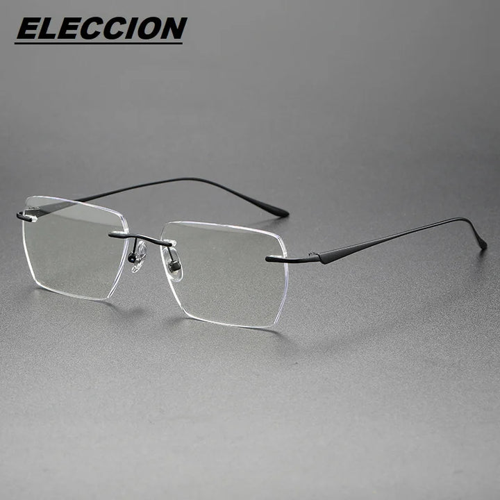 Eleccion Unisex Rimless Square Titanium Eyeglasses 44603 Rimless Eleccion