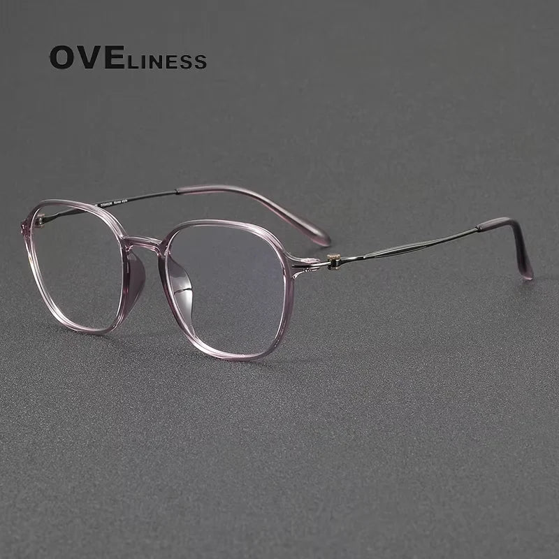 Oveliness Women's Full Rim Square Acetate Titanium Eyeglasses 86652