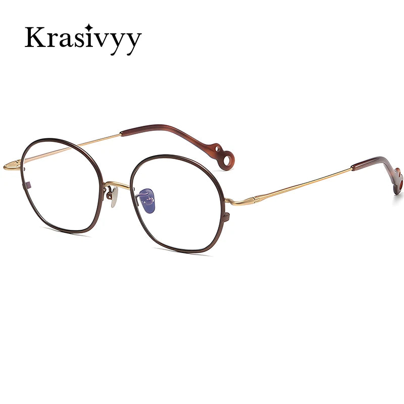 Krasivyy Unisex Full Rim Irregular Round Titanium Eyeglasses 45960