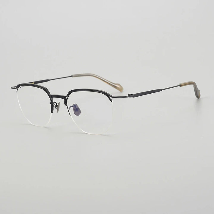 Hewei Unisex Semi Rim Polygon Square Titanium Eyeglasses 190036 Semi Rim Hewei C1  