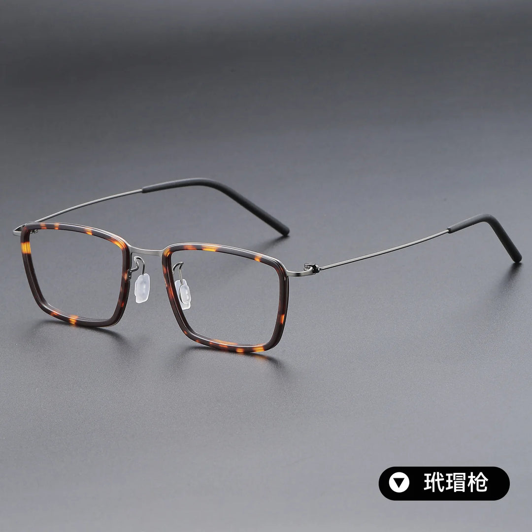 Bclear Unisex Full Rim Polygon Square Acetate Titanium Eyeglasses 639853