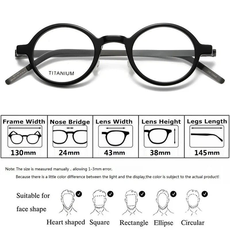 Bobbie Unisex Full Rim Round Titanium Eyeglasses 1810