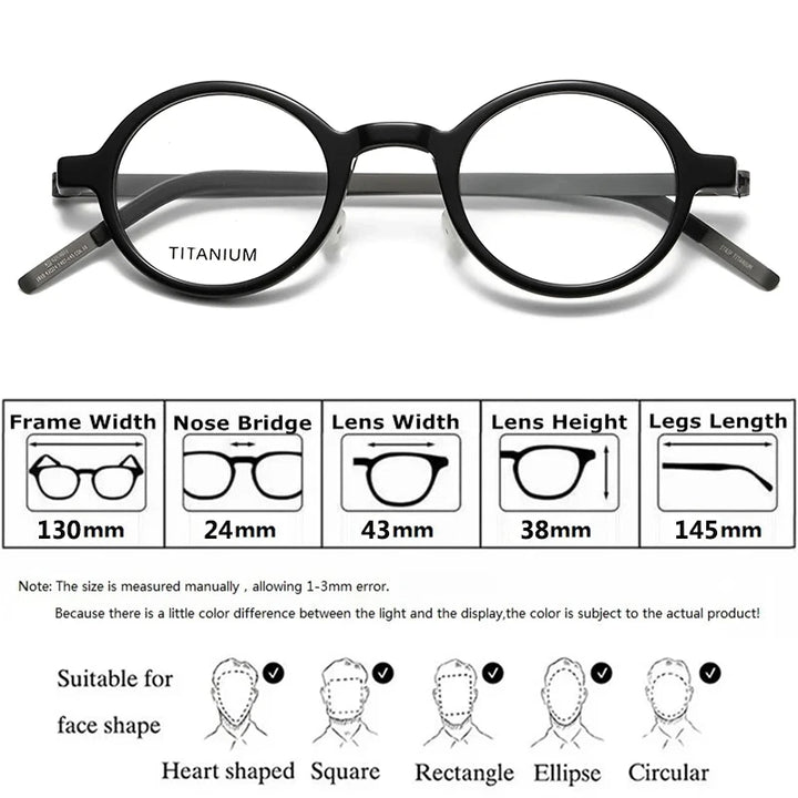 Bobbie Unisex Full Rim Round Titanium Eyeglasses 1810