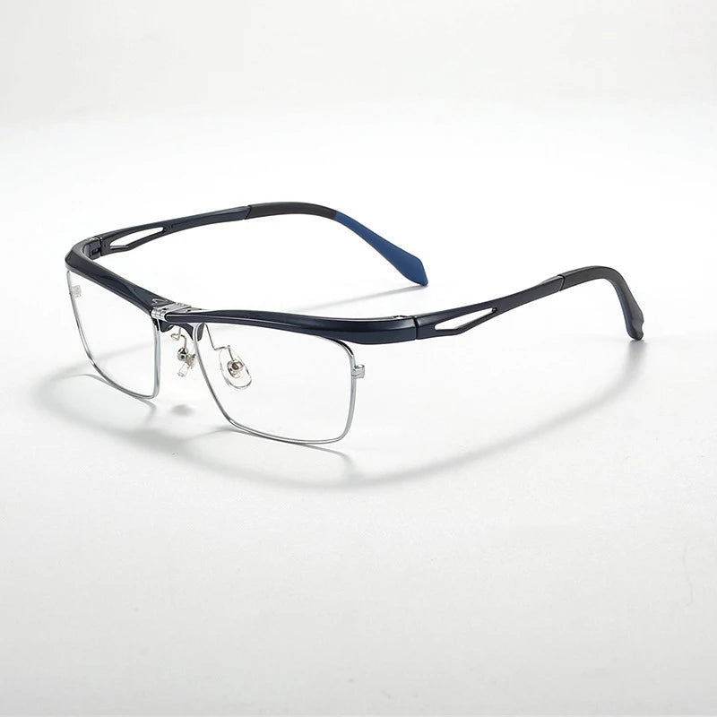 Hdcrafter Unisex Semi Rim Square Flip Up Titanium Alloy Eyeglasses 966905