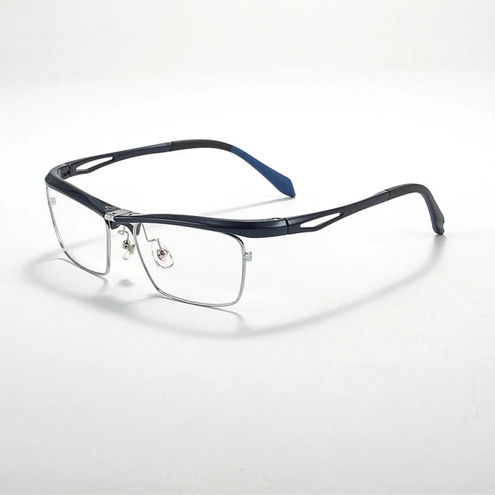 Hdcrafter Unisex Semi Rim Square Flip Up Titanium Alloy Eyeglasses 966905