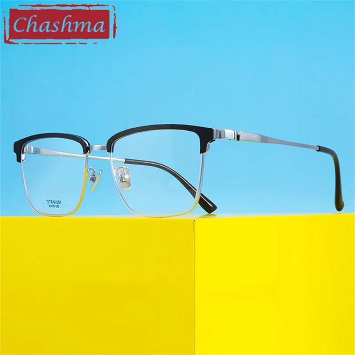 Chashma Ochki Men's Full Rim Square Acetate Titanium Eyeglasses 881079
